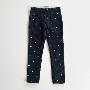 Stella McCartney Kids Navy Embroidered Heart Pants — Size 8Y — Organic Cotton